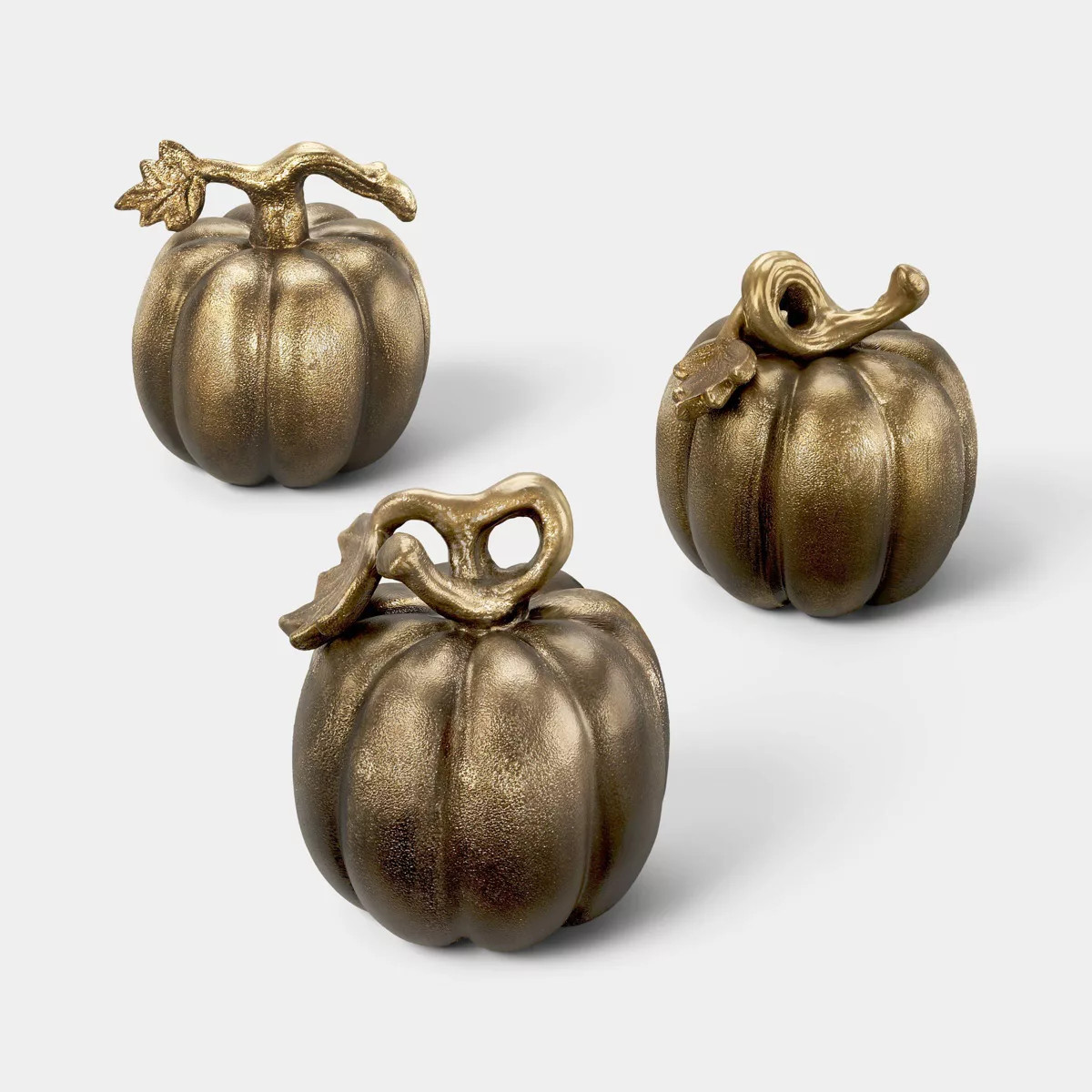 Set of 3 Mini Gold Metal Fall Pumpkins - Threshold™ | Target