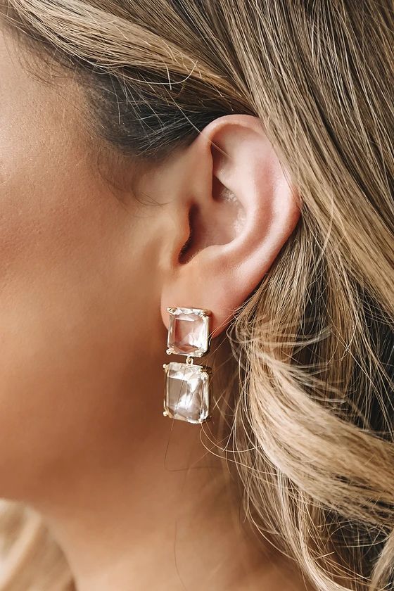 Bardot in Disco 14KT Gold & Clear Rhinestone Earrings | Lulus