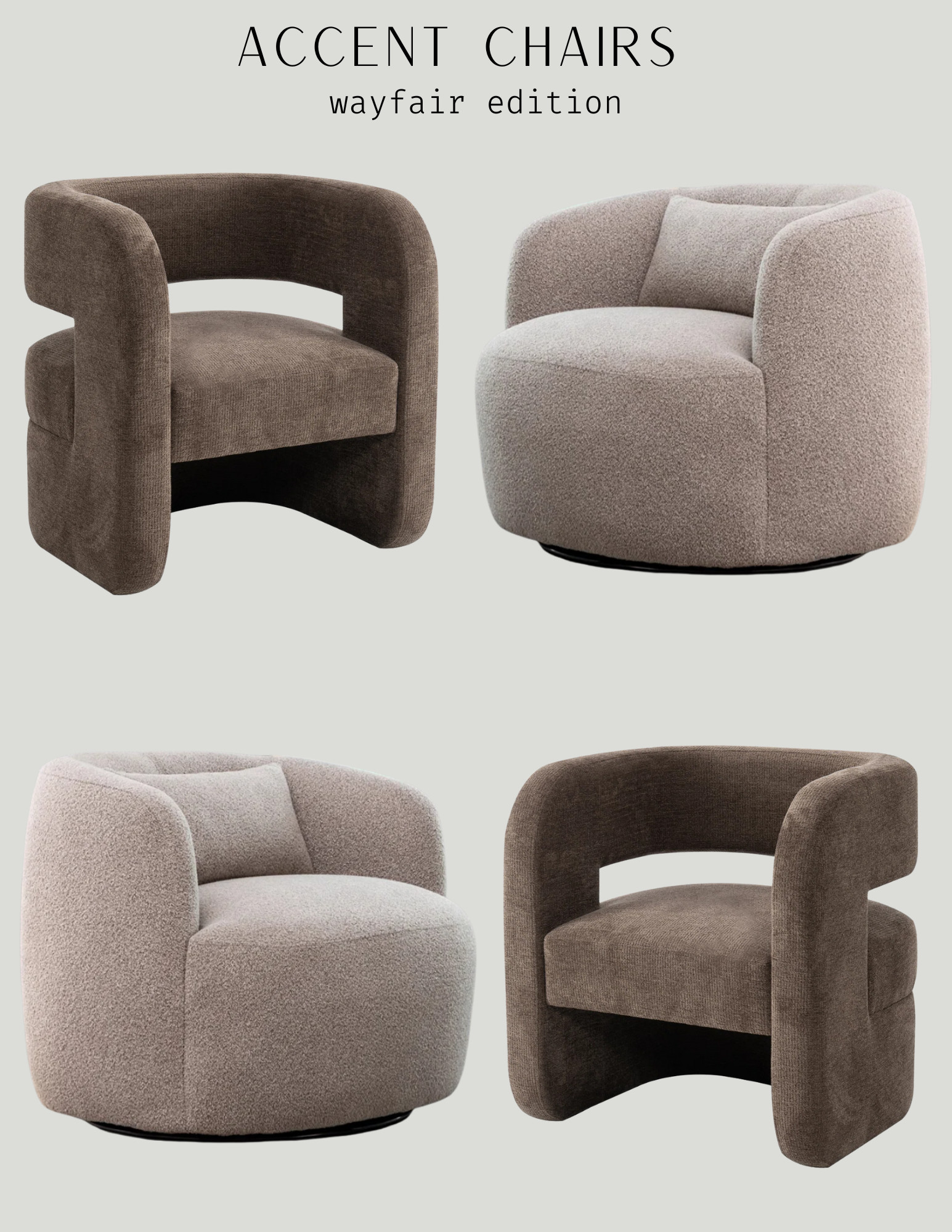 Cozy accent chairs from Wayfair🤩


#LTKU #LTKSaleAlert #LTKHome