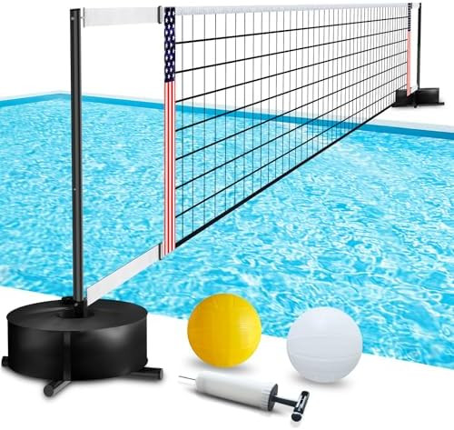 Portable Pool Volleyball Net System -4th of July Celebration Adjustable 16.5-26.5FT Length Net In... | Amazon (US)