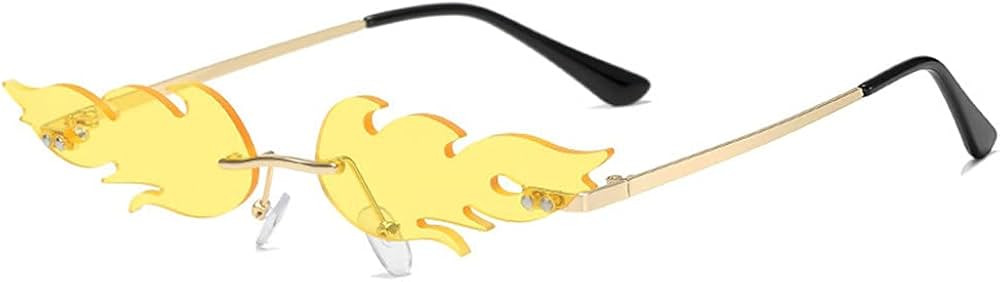 LASPOR Fire Flame Sunglasses for Women Men Retro Wave Rimless Glasses Vintage Fire Shape Gold Met... | Amazon (US)
