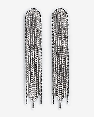 Rhinestone Fringe Arrow Drop Earrings | Express