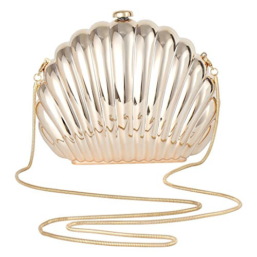 Quniko Seashell Clutch Purse for Women Acrylic Evening Bag with Removable Chain Glittery Summer Clutch for Wedding Gift | Amazon (US)