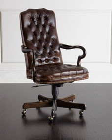 Blevens Tufted-Leather Office Chair | Horchow