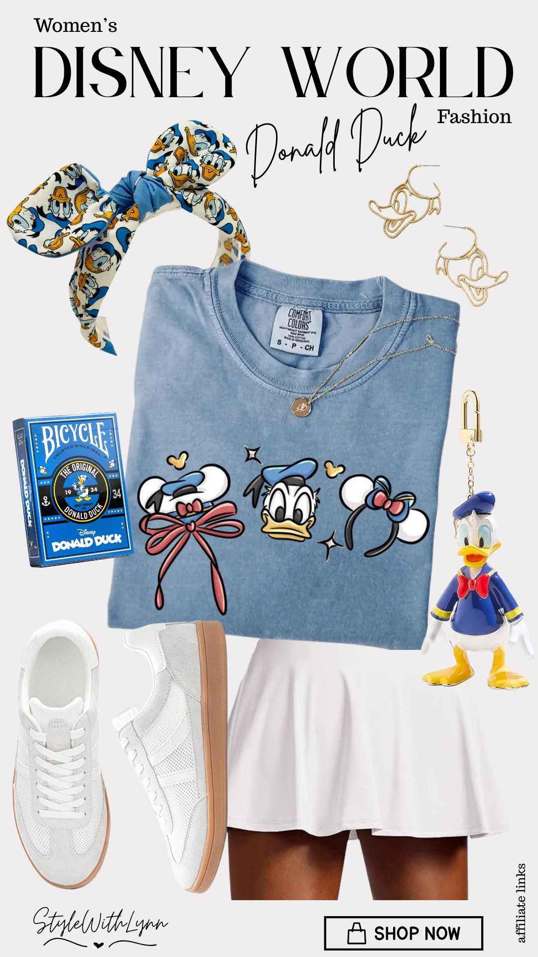 Bestie… this Donald-inspired look is giving main character energy at the parks. 💙

The soft blue graphic tee and crisp white skort combo is lightweight, comfy, and PERFECT for a long day at Disney. I paired it with classic white sneakers, Baublebar Donald earrings, and the cutest Donald details to tie it all together. Sweet, sporty, and park-ready. ✨

Everything is linked in my LTK 🫶🏼

    

Disney World women’s outfit
Donald Duck outfit
Disney character inspired outfit
Disney World summer outfit
Disney park outfit ideas
Women’s Disney fashion
Blue graphic tee outfit
White skirt outfit ideas
Comfortable Disney walking shoes
Disney sneakers women
Disney accessories women
Donald Duck ears
Disney bounding outfit
Magic Kingdom outfit ideas
Cute Disney outfits for women
Disney vacation outfit ideas
Park day outfit inspiration
Casual Disney style
Sporty Disney outfit 

 #ltkcreator #disneyworldoutfit #disneystyle #characterinspired #donaldduckstyle #LTKootd #LTKTravel