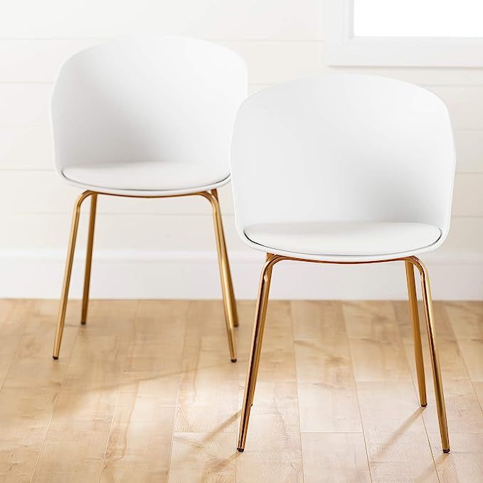 South Shore Flam Dining Chairs-White and Gold, 2 | Amazon (US)