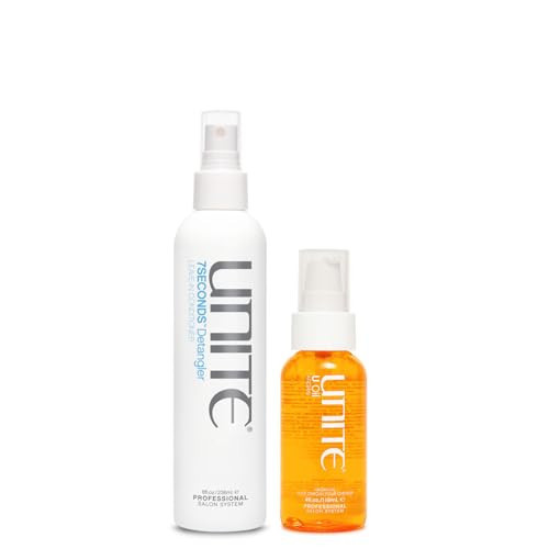 UNITE Hair – 7SECONDS Detangler & U Oil – Argan Oil – Tame Frizz, Shine, Protect UV/Heat, 8oz, 4oz | Amazon (US)