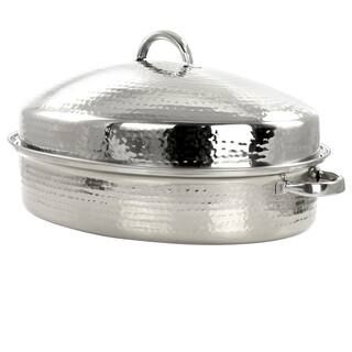 GIBSON HOME 8 qt. Stainless Steel Oval Roasting Pan with Lid and Rack 985116578M | The Home Depot