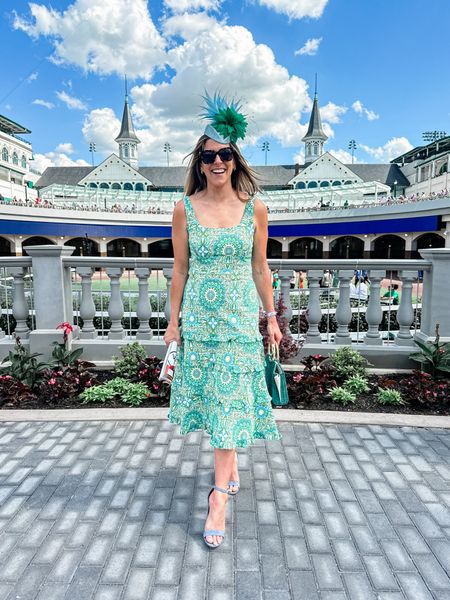 Anthropologie green and blue ruffled dress 
