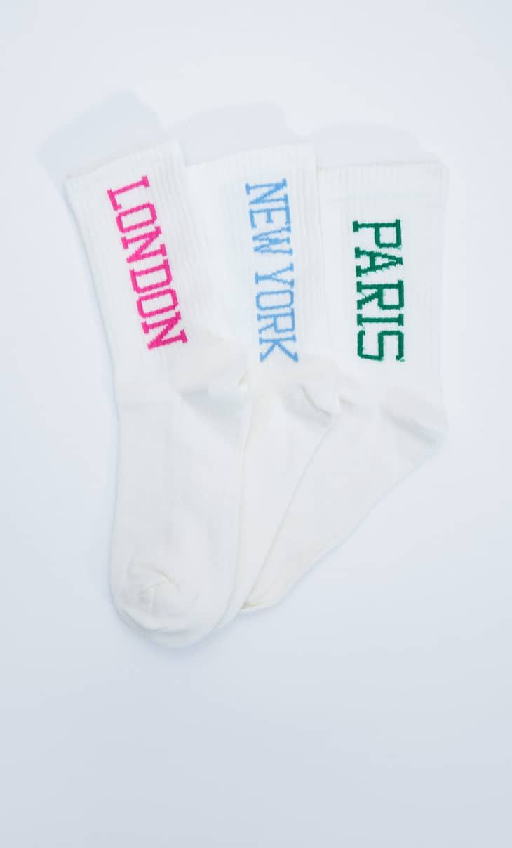 3-pack of cities socks - Women's fashion | Stradivarius United Kingdom | Stradivarius (UK)