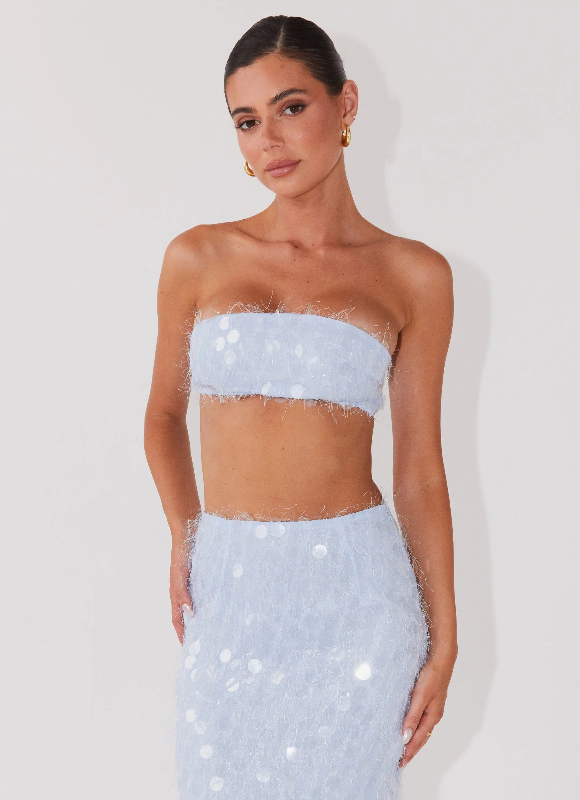 Kyleigh Textured Sequin Bandeau Top - Lavender Mist | Peppermayo (Global)