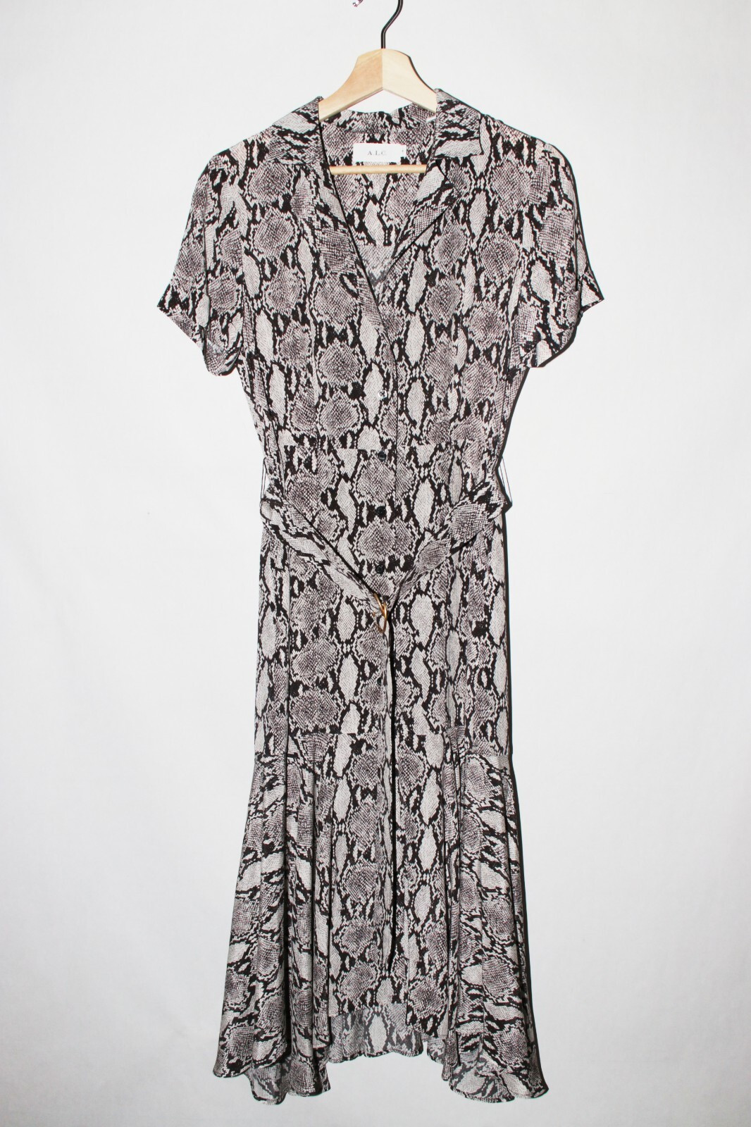 A.L.C Clarkson Snakeskin-print Midi Shirtdress Silk Belted size 4  | eBay | eBay US