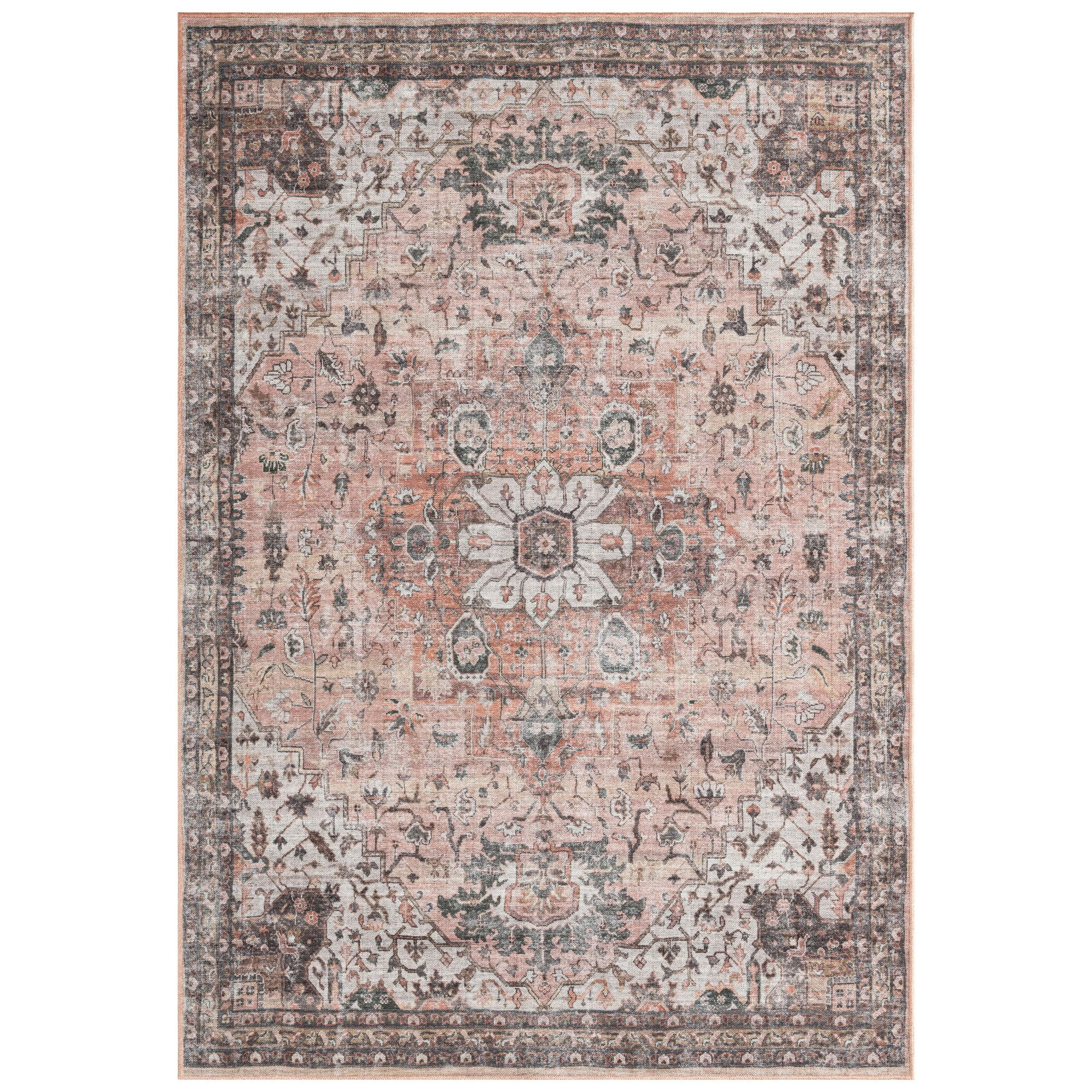EverwashEverwash Callaghan Esther Medallion Machine Washable Area Rug, 5'2"x7'2", Rust/Ivory/Brow... | Walmart (US)