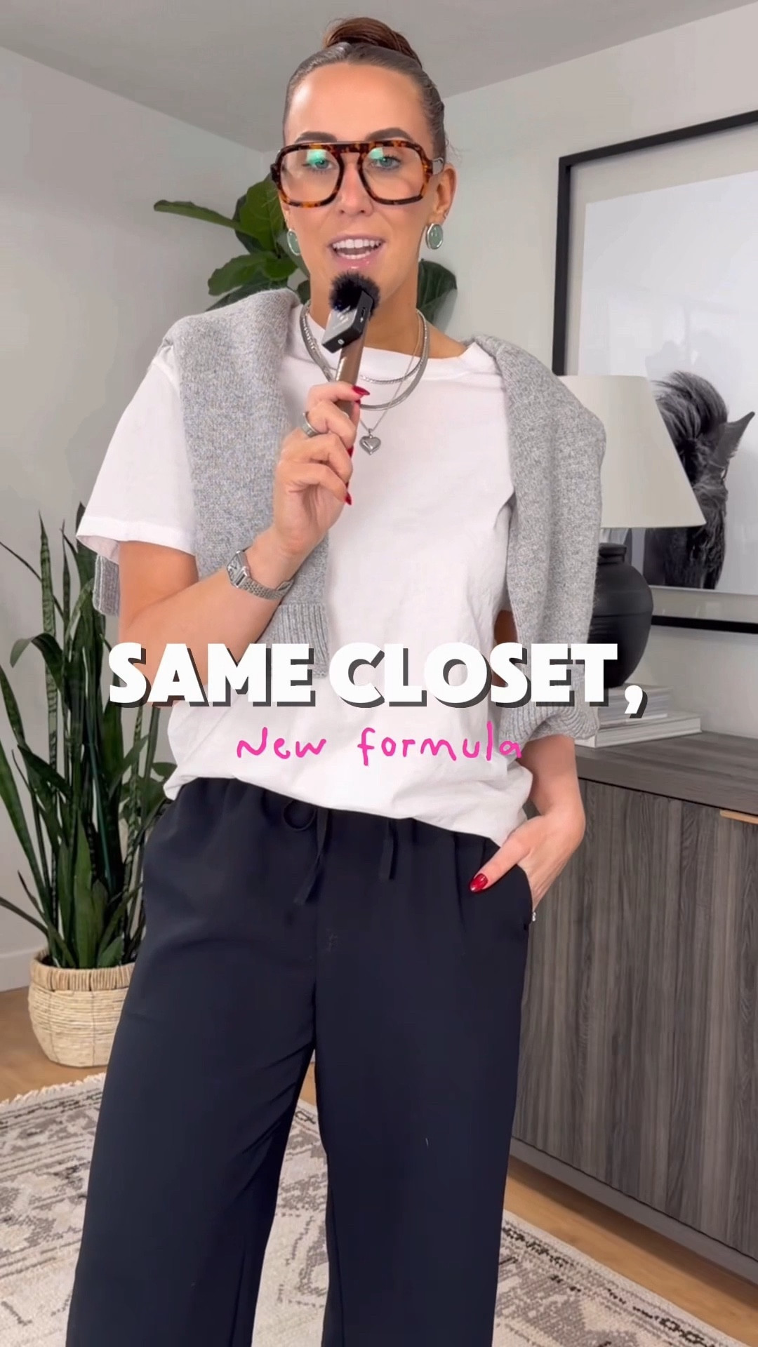 Welcome to our newest series: same closet, new formula  🧑‍🔬 

Tshirt: M
Lodge pants: M Tall
Polo sweater: M 
Glasses: Elisa Johnson 



#LTKSeasonal #LTKgrwm #LTKootd