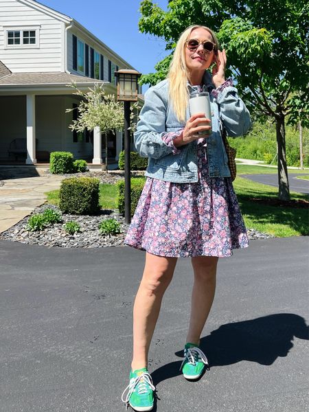 Spring/summer outfit of the day - floral dress, gap under-$100 denim jacket, adidas sneakers, bombas no show socks, JCrew hoop earrings, Clare v bag 

More everyday casual outfit ideas over on CLAIRELATELY.com

#LTKFindsUnder100 #LTKSeasonal #LTKShoeCrush