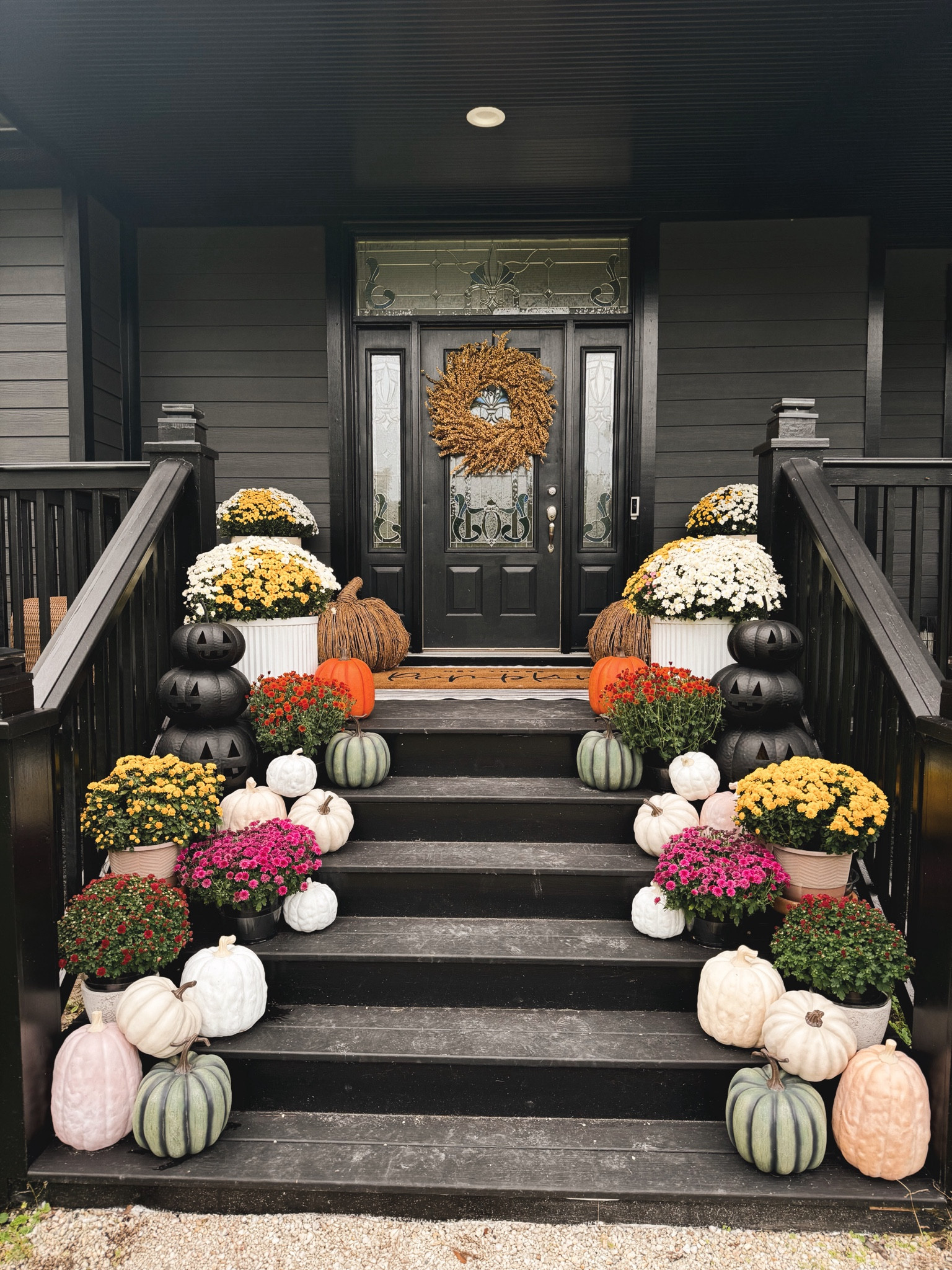Fall front porch 2024🤎🍂🙌🏽 love having these steps to display all the things! 🙈 linked everything I could! 

Fall decor / faux pumpkins / target / Etsy / pottery barn / cozy patio / florals / Holley Gabrielle / home styling 

#LTKHalloween #LTKHome #LTKSeasonal