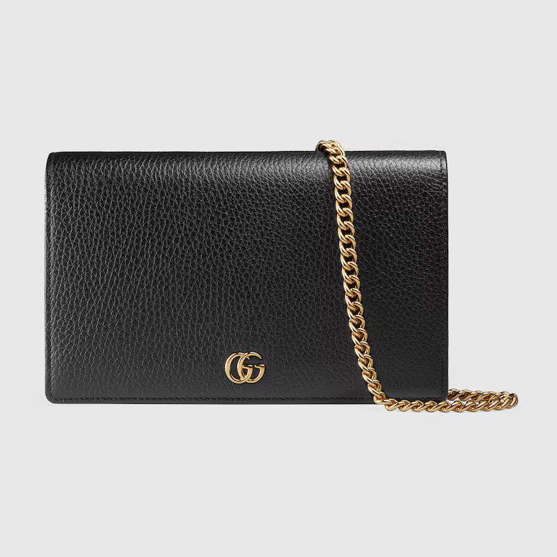 GUCCI GG Marmont Leather Mini Chain Bag, Black, Leather | Gucci (US)