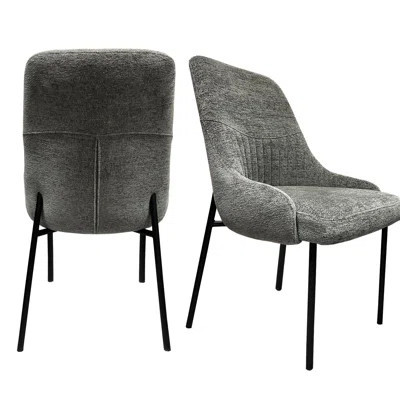 Upholstery Boucle Fabric Dining Side Chairs, 2 In , Grey - Modern Wing Back Design, Foam Fill, Spot Clean Option Available Chair, Of 2, Gray Minimalis | Wayfair North America