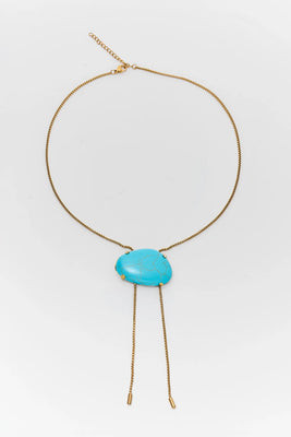 Gold Turquoise Stone Bolo Necklace | Avara