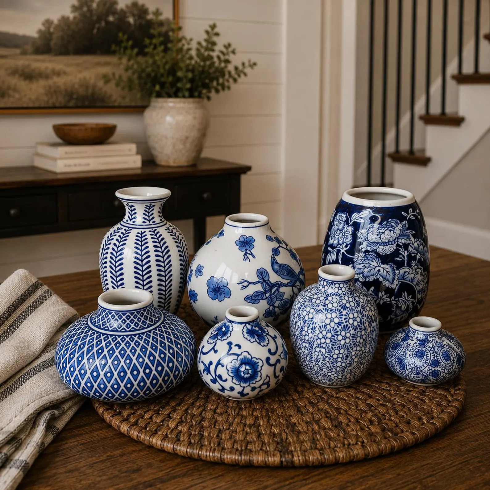 Blue and White Vase Set, Chinoiserie Vases, Blue Vase Decor, Blue and White Vase Delft, Bud Vases... | Etsy (Global)