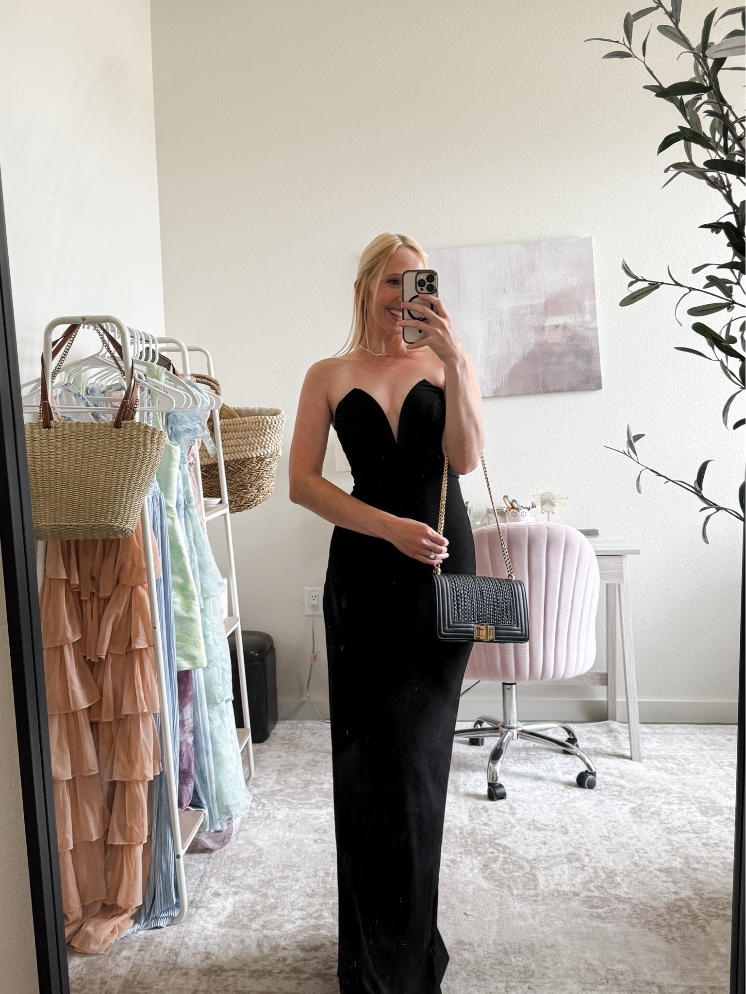 Lulus formal wedding guest dress option! 🖤

Black strapless maxi dress with side slit - wearing an XS. Thicker material that hugs your body, comfortable and has a silicone lining at the top so the dress doesn’t slip. Perfect length with heels, it’s a little long with flats. Cute to wear as a black tie wedding guest dress.

Formal wedding guest dress, black wedding guest dress, black tie wedding guest dress, black tie optional wedding guest dress, lulus wedding guest dress, classy wedding guest dress, formal dress, black dress, black maxi dress