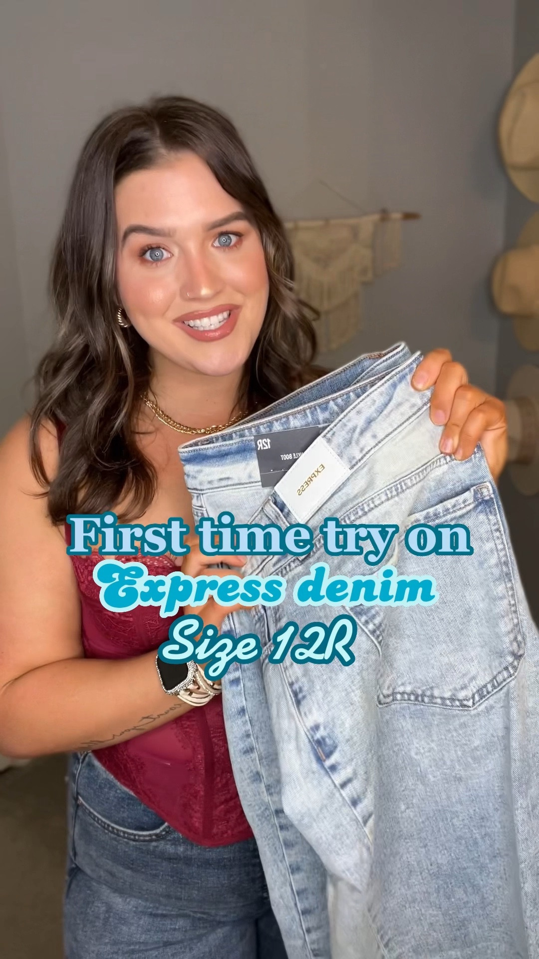 Midsize express denim jean try on 
Wearing size 12R in all! 👖 
#midsizeoutfits #denim #jeans #curvydenim #highwaistedjeans #midrisejeans #anklejeans #90s #anklestraight #heels #corset 

#LTKcurves #LTKunder50 #LTKSeasonal