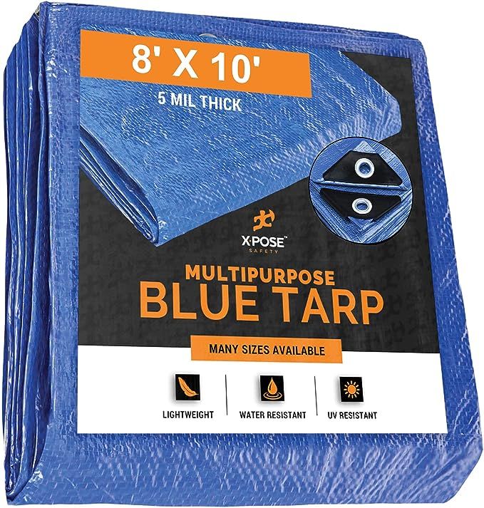 Better Blue Poly Tarp 8' x 10' - Multipurpose Protective Cover - Lightweight, Durable, Waterproof... | Amazon (US)