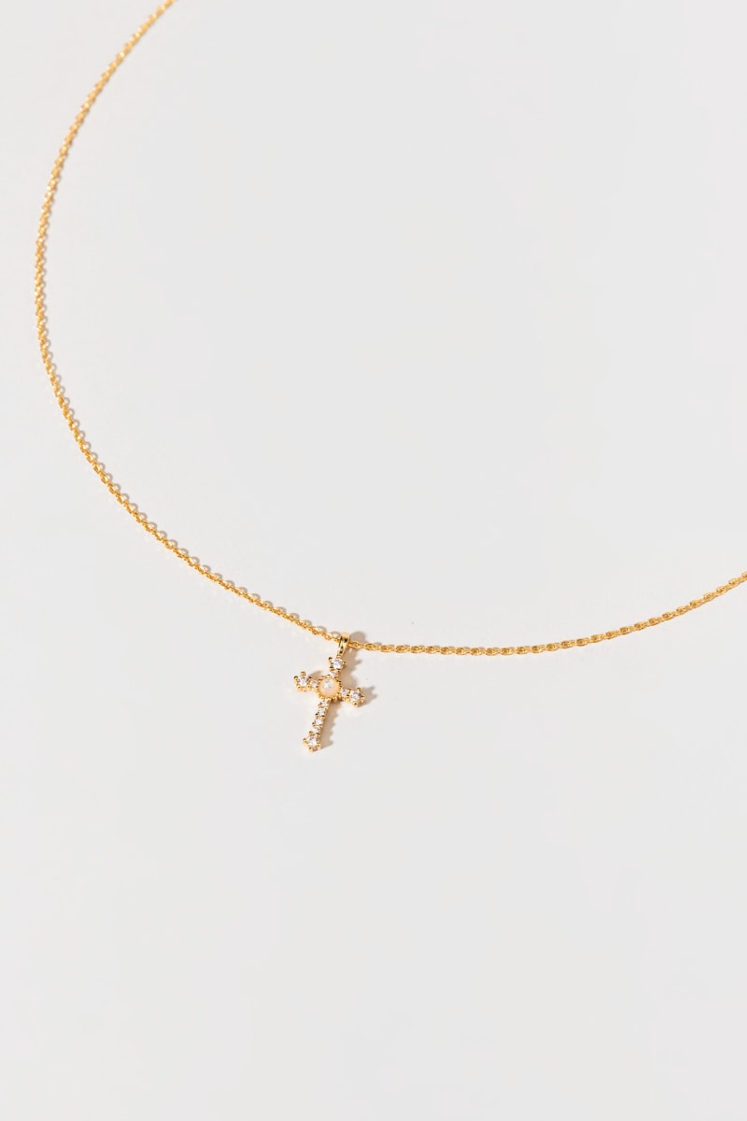 Izabelle Opal Cross Pendant Necklace | Francesca's
