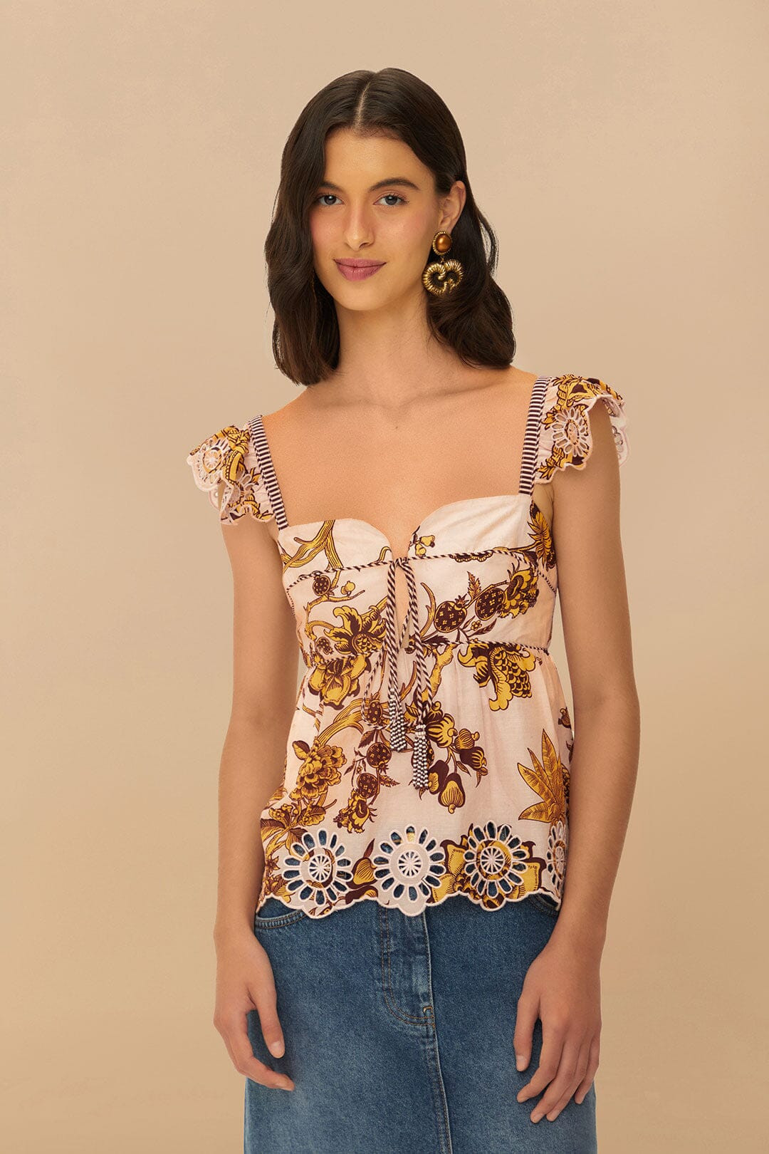 Lilac Tropical Landing Sleeveless Blouse | Farm Rio EU