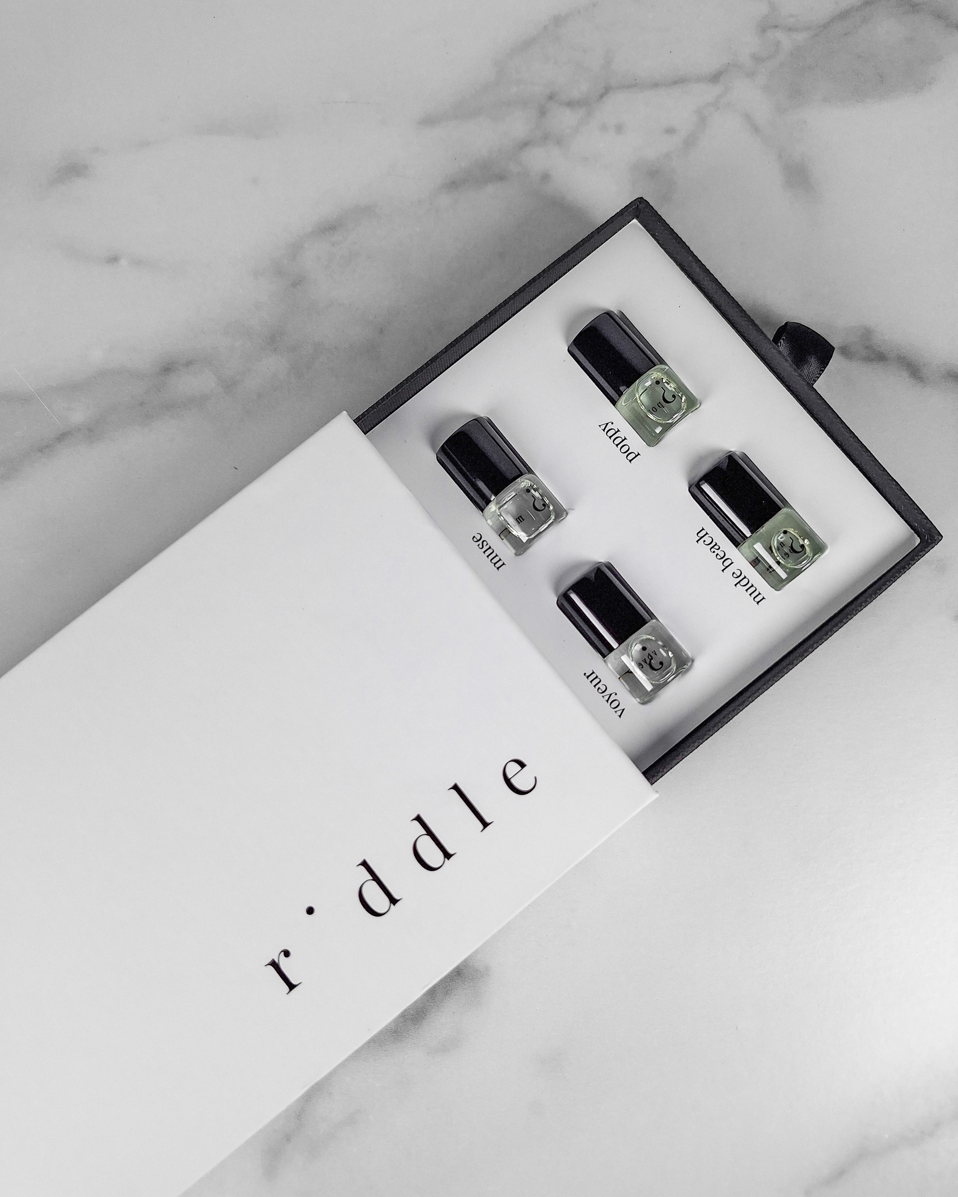 Riddle  🤍 My faves are Santal, Voyeur and Muse


#riddleoil #perfume #fragrance #fragranceoil  

 #LTKgrwm #LTKBeauty #LTKWedding