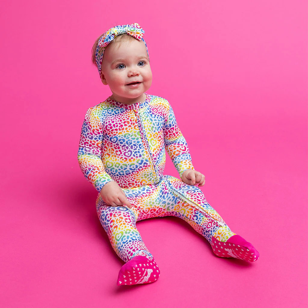 Rainbow Pink Baby Convertible Sleeper | Lisa Frank® I Love Rainbow Leopard | Posh Peanut