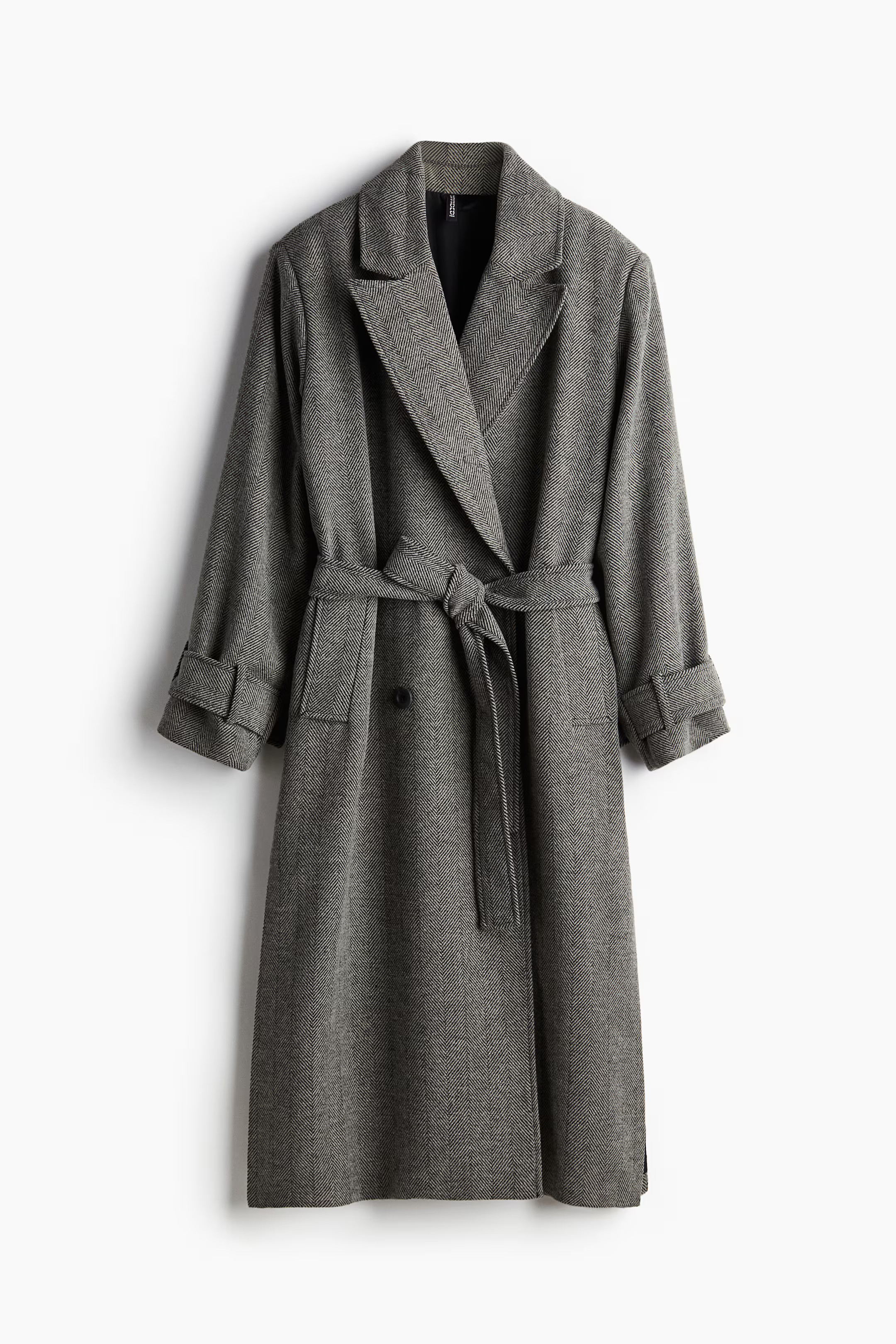 Double-breasted coat - Dark grey/Herringbone-patterned - Ladies | H&M GB | H&M (UK, MY, IN, SG, PH, TW, HK)