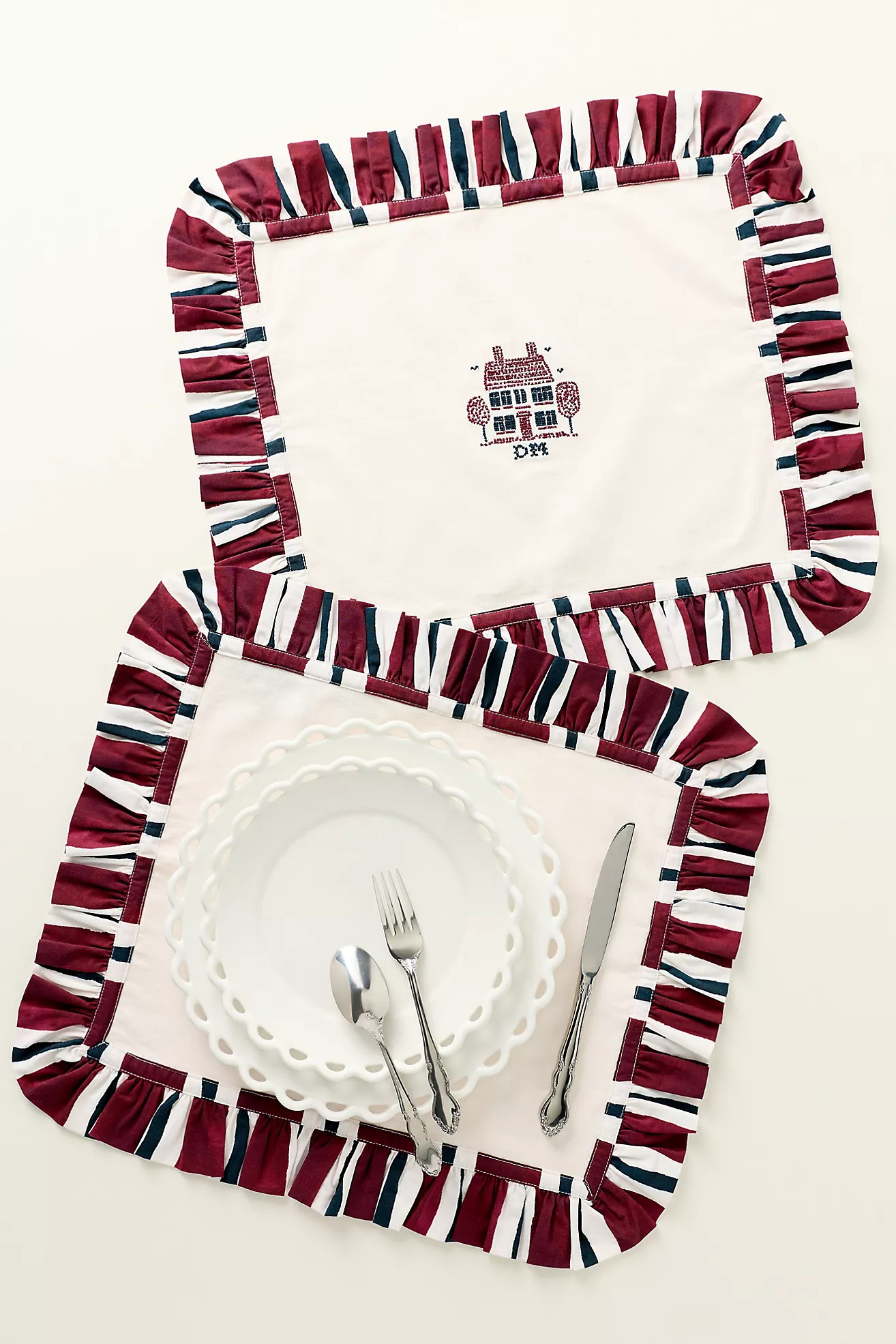 Damson Madder Ruffle Placemats, Set of 2 | Anthropologie (US)