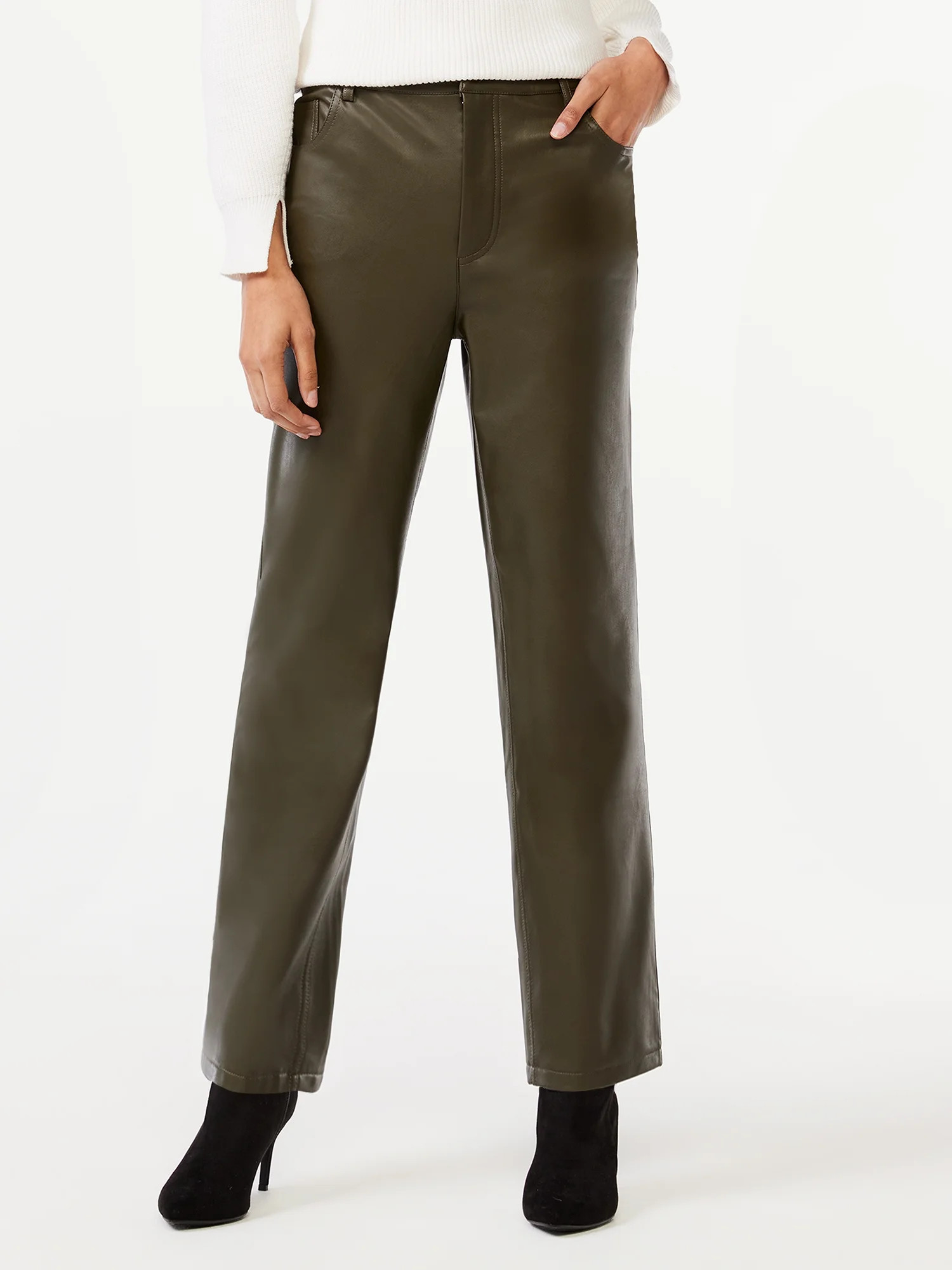 Scoop Women's Faux Leather Relaxed '90s Pants | Walmart (US)