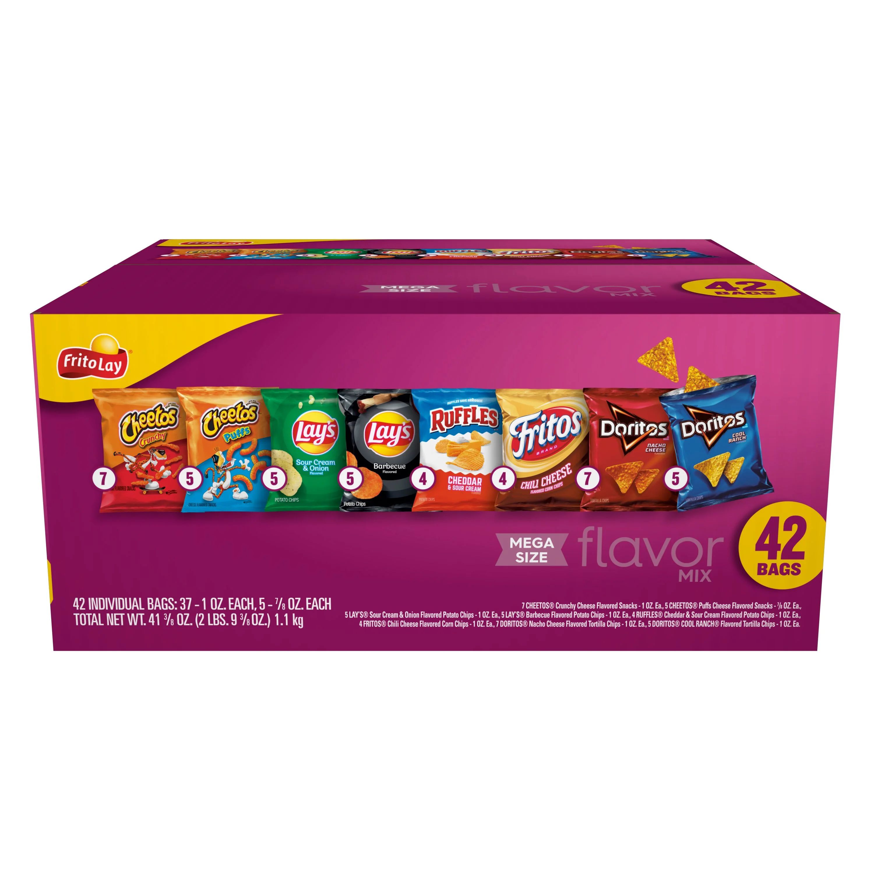 Frito-Lay Flavor Mix Variety Pack Snack Chips, 42 Count Multipack - Walmart.com | Walmart (US)
