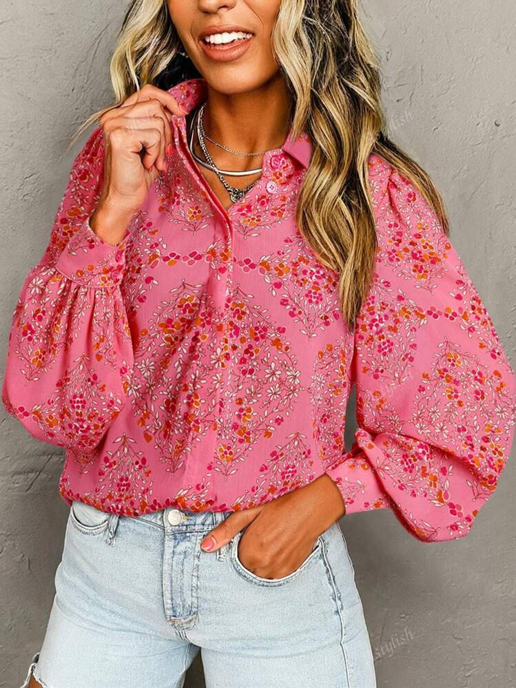Astylish Women's Floral Print Shirts Boho Casual Long Sleeve Button Down Blouse Top Chic Vacation Wear Spring Shirt | SHEIN