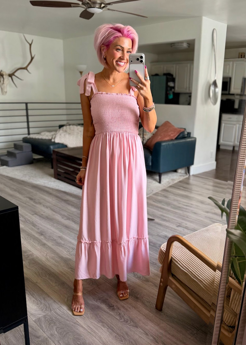 A dreamy pink dress for summer days!  Dress: Small // Shoes: TTS 

 #LTKootd #LTKSaleAlert