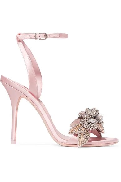 Sophia Webster - Lilico Crystal-embellished Satin Sandals - Baby pink | NET-A-PORTER (US)