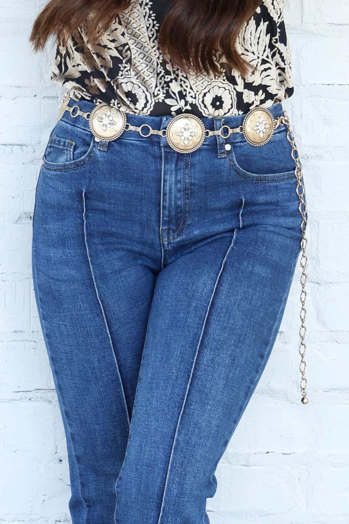 All For Me Antique Gold Concho Chain Belt | The Willow Tree