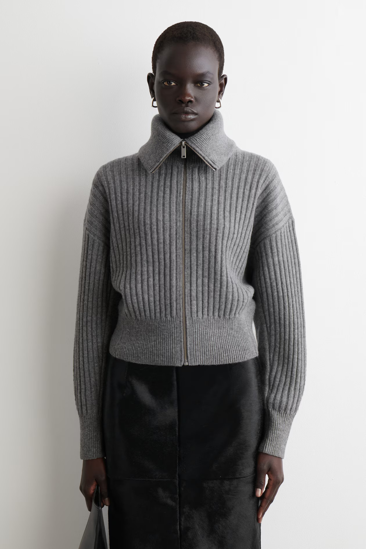 RIBBED MERINO WOOL JACKET - GREY MÉLANGE | COS GB | COS UK