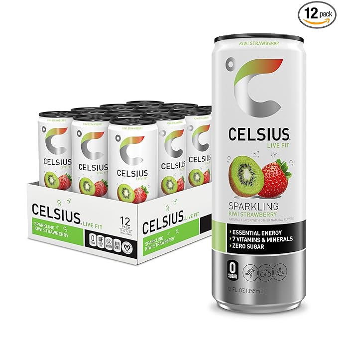 CELSIUS Sparkling Kiwi Strawberry, Functional Essential Energy Drink 12 Fl Oz (Pack of 12) | Amazon (US)