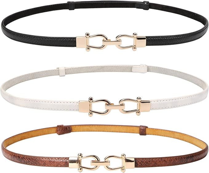 JASGOOD Leather Skinny Women Belt Ladies Thin Waist Belts Plus Size Adjustable for Jeans Pants Dr... | Amazon (US)