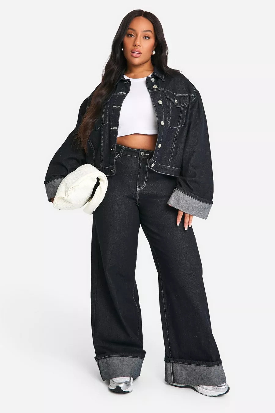 Plus Deep Turn Up Jean | boohoo (US & Canada)