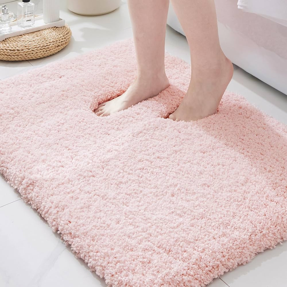 ILANGO Pink Bathroom Rugs 24" × 17" Small Non Slip & Super Absorbent Extra Thick Soft, Washable ... | Amazon (US)