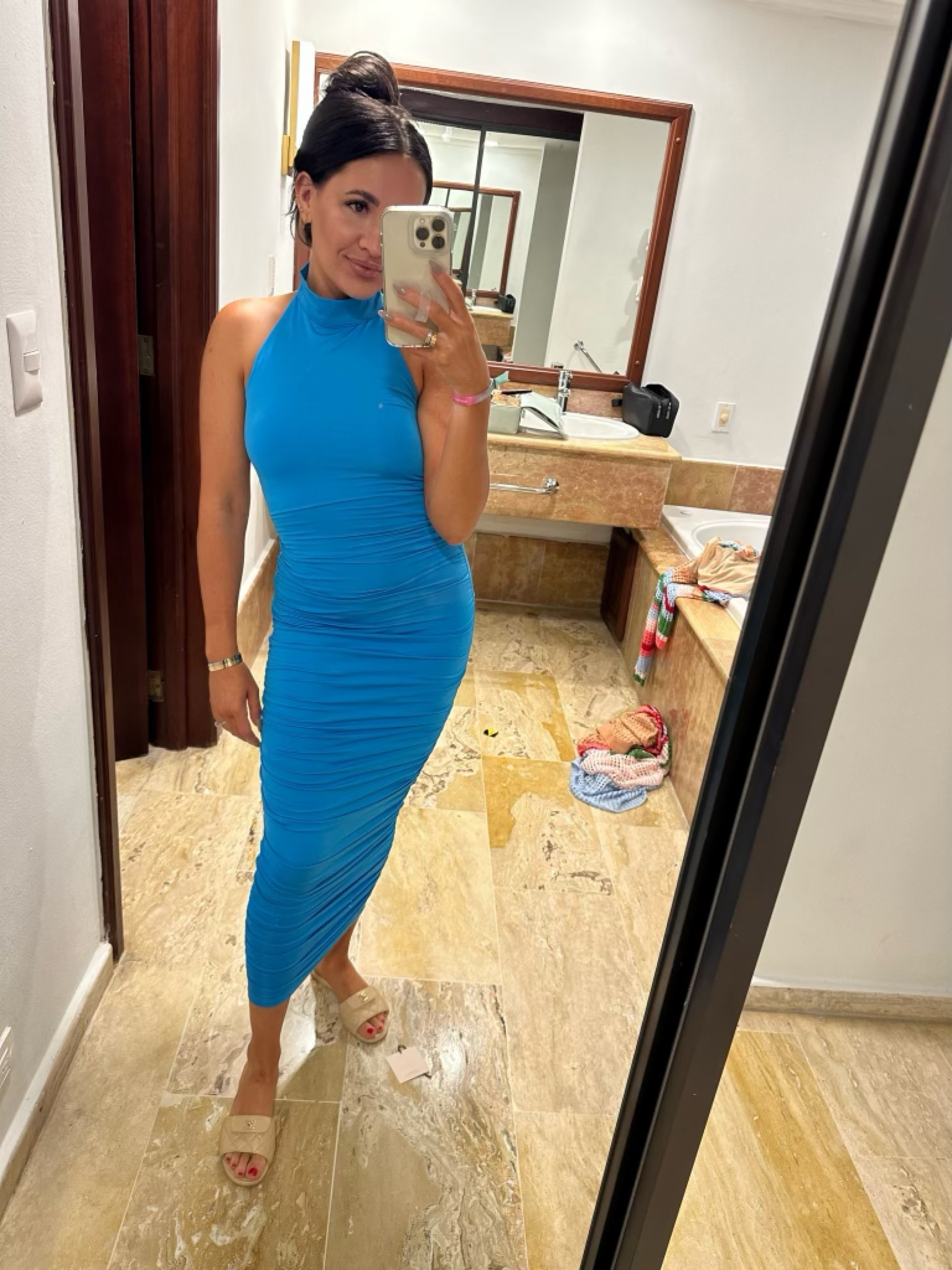 Outfit inspo- outfit ideas- maxi dress- bodycon dress- blue dress- blue bodycon dress- blue spring dress- maxi dress- midi dress- midi sporting dress- sandals- summer shoes- summer sandals- slides- tan sandals- 

#LTKwedding #LTKstyletip #LTKSeasonal