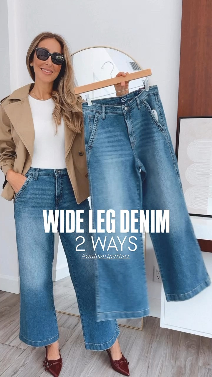 2 ways to style your wide leg! Perfect for any occasion, work, lunch with the family, running errands and much more. They all run true to size, I am wearing size small on tops and size 2 on bottom. 
#WalmartPartner @Walmartfashion #walmartfashion

#LTKSeasonal #LTKStyleTip #LTKOver40