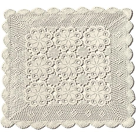 Cotton Handmade Crochet lace Table Runners Square Oval Tablecloth Doilies Doily Table Dresser Sca... | Amazon (US)