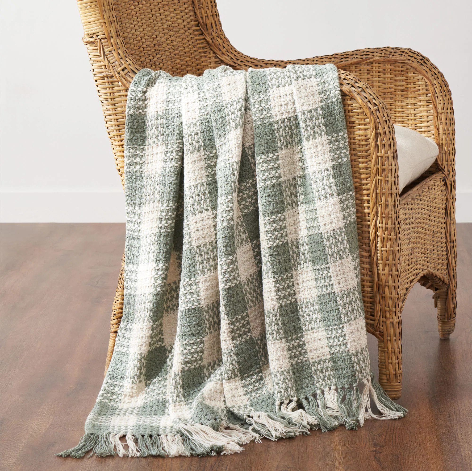 VHC Brands Dark Amber Woven Check Throw Blanket with Fringe | Wayfair | Wayfair North America