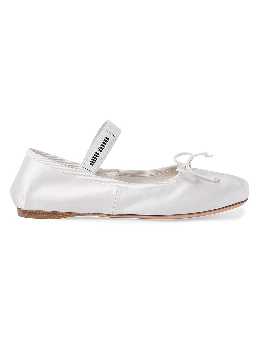 Women's Satin Ballerinas - White - Size 8.5 | Saks Fifth Avenue