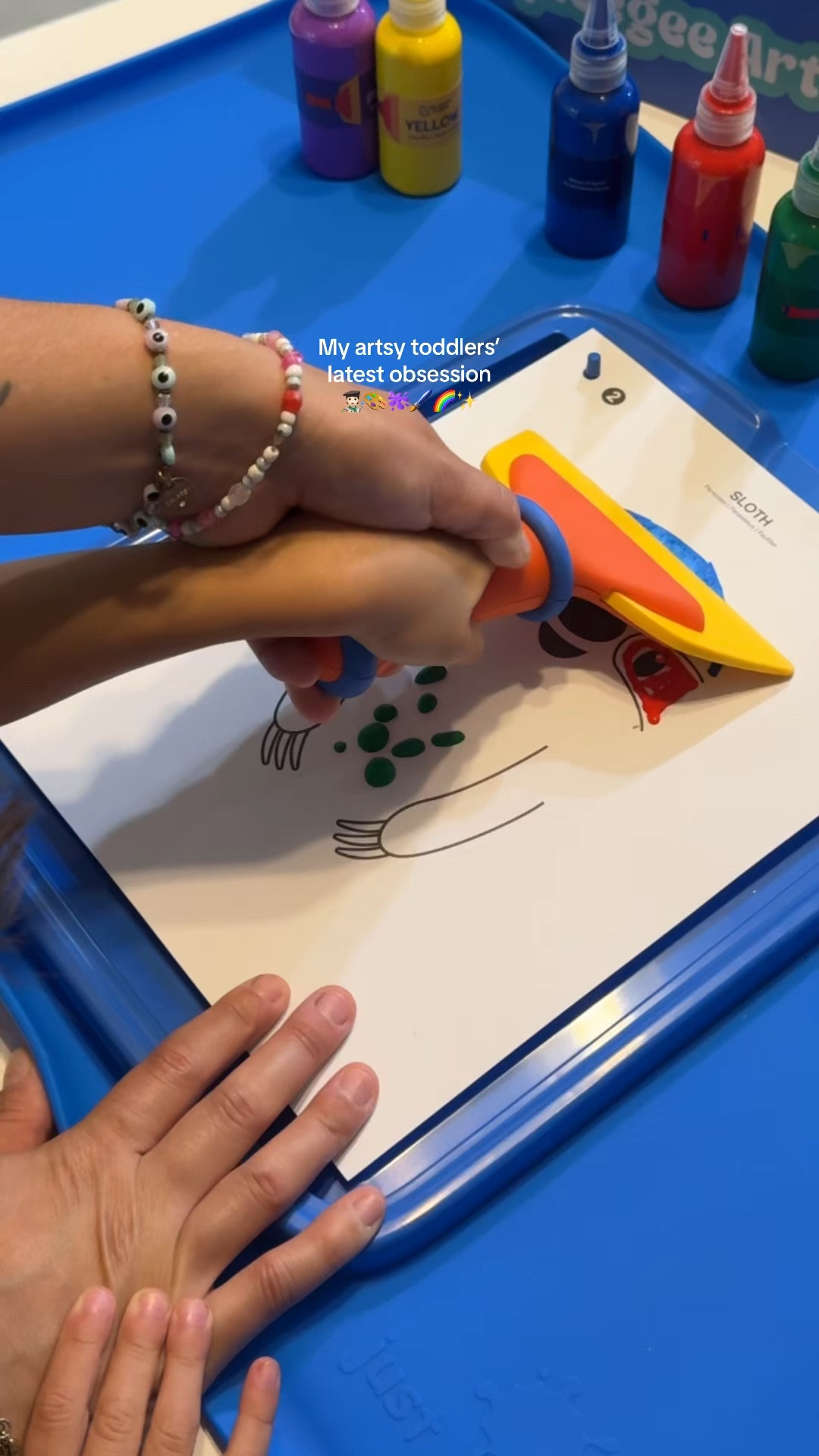 Our little paint session this morning🎨 My kids made so many of these! It’s so fun and easy to do. This kit comes with everything they need.  🔗 in my LTK #toddlermom #artforkids #screenfree #paintingwithtoddlers #toddlerartprojects 

#LTKKids #LTKmomlife